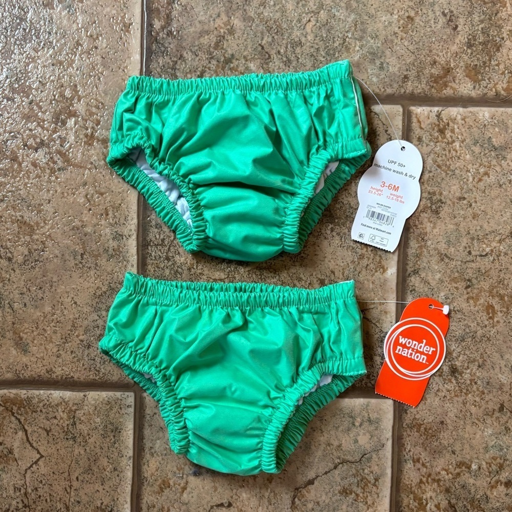 NWT *Bundle of 2* Wonder Nation Baby Swim Diaper Cover sz 3-6m